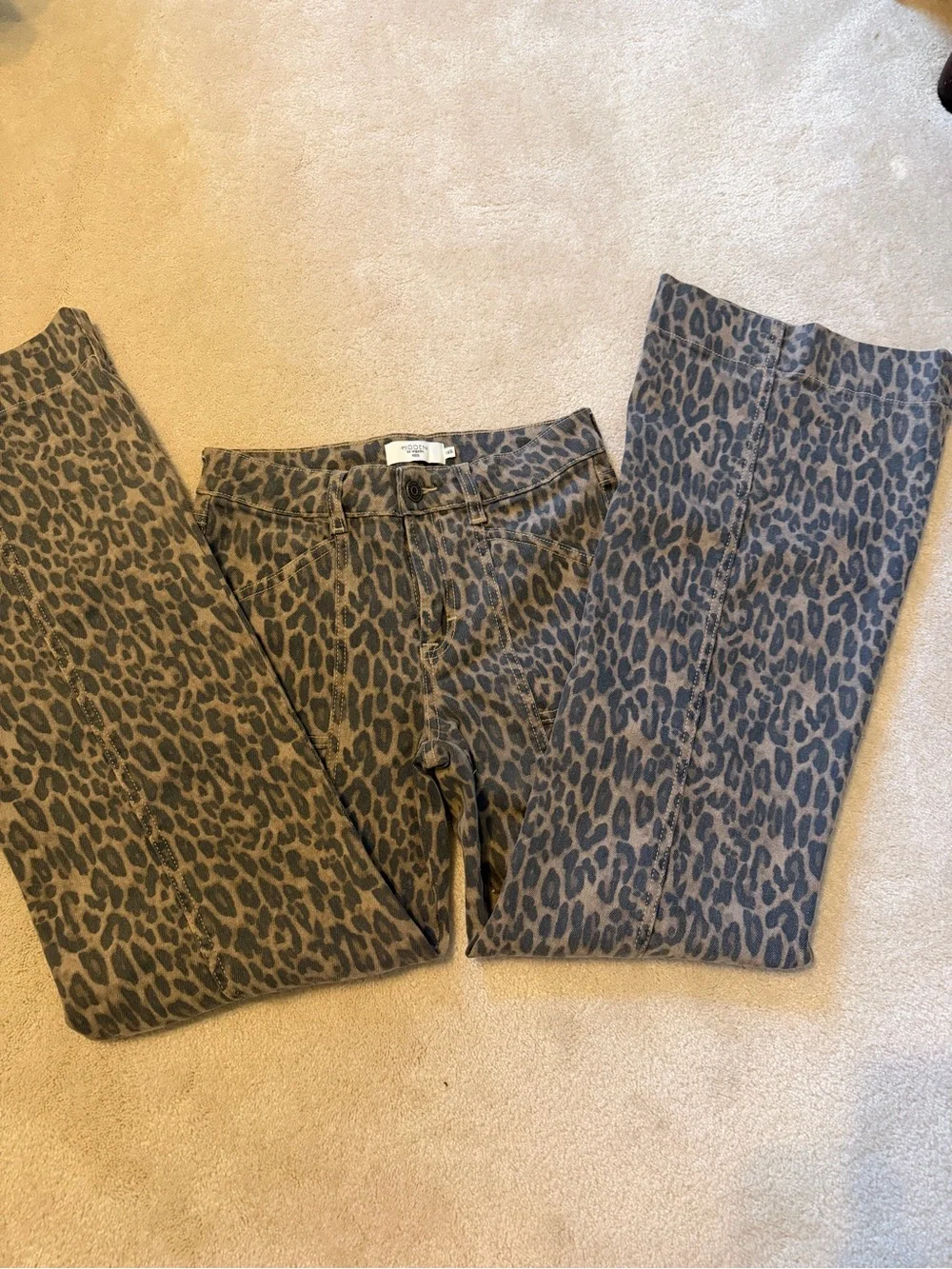 Mini Sloane High Rise Comfort Flare Jeans - Brown & Black Leopard